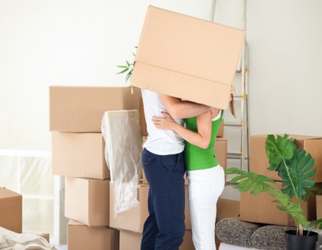 Organised moving boxes and packing materials for homes and offices