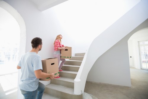 Professional moving truck service in Harringay with packed boxes