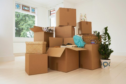 Carefully packed household items in moving boxes ready for transport